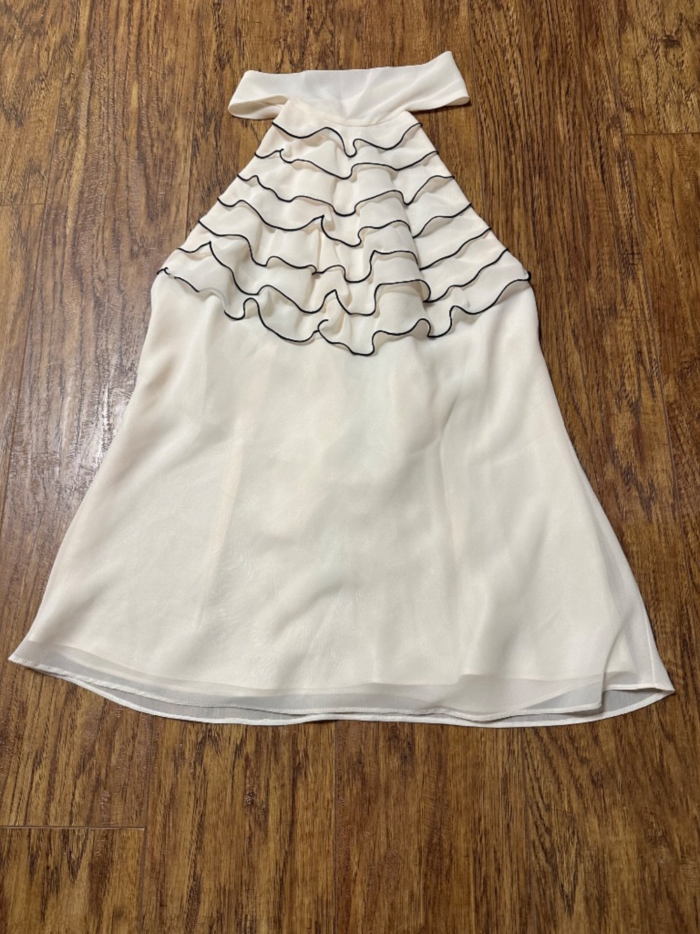 Liz Claiborne Halter Blouse White w/ Black Lined accent Size 10P